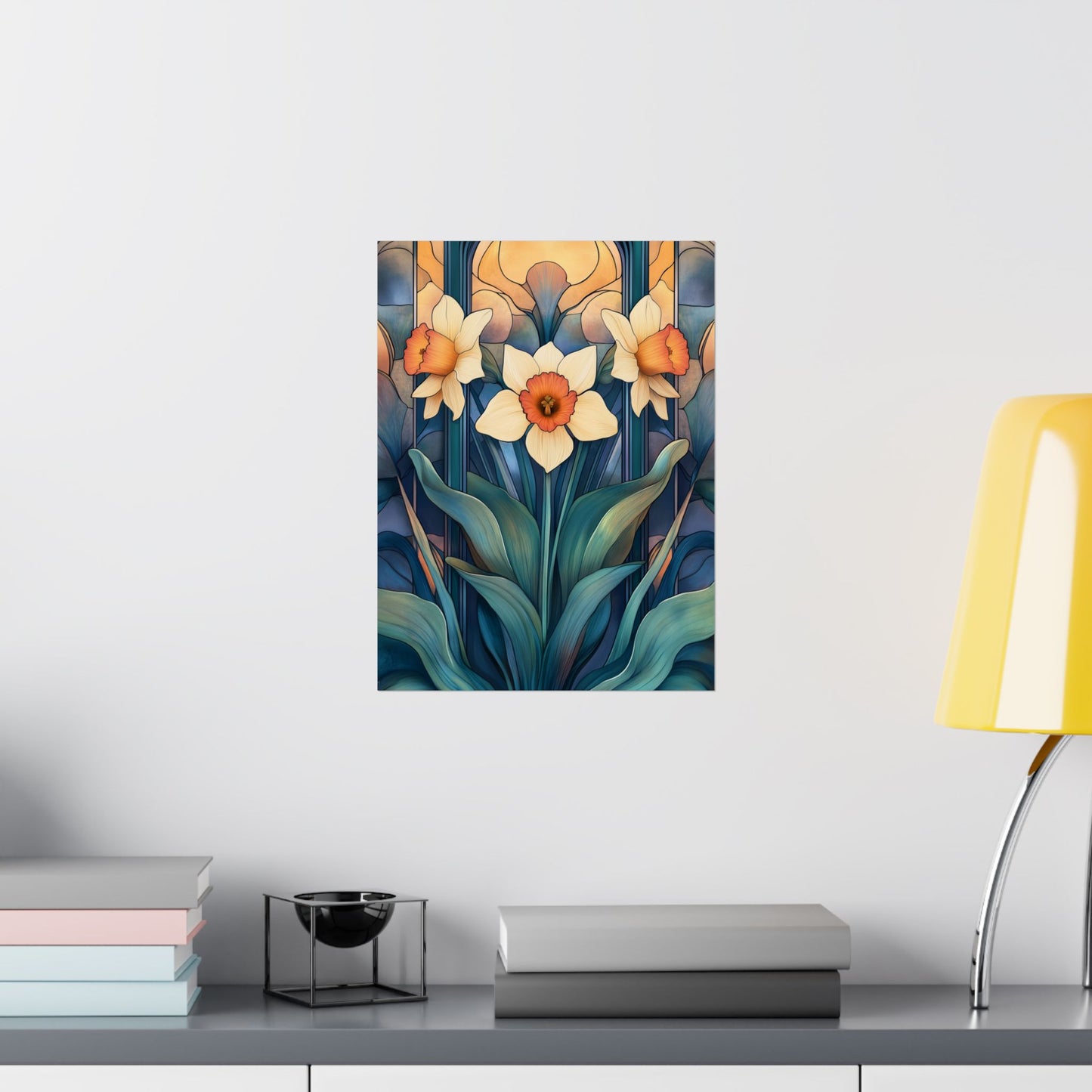Elegant Daffodil Floral Fine Art Print - Matte Vertical Poster - Daffodil Art Print for Home Décor