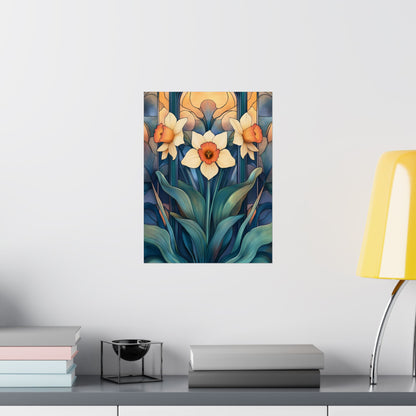 Elegant Daffodil Floral Fine Art Print - Matte Vertical Poster - Daffodil Art Print for Home Décor