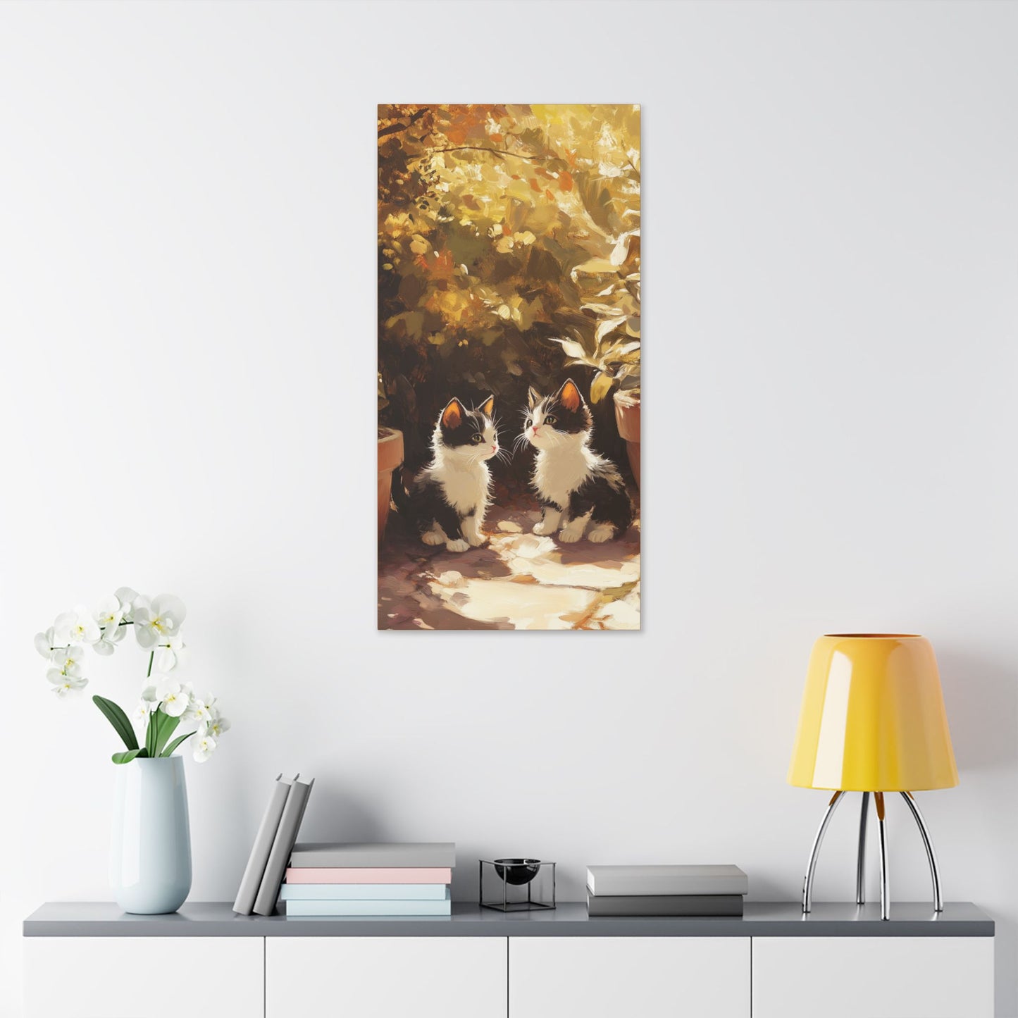 Kittens Conspire  - Garden Friends Series - Fine Art Print on Canvas