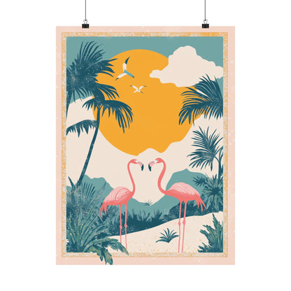 Welcome to Miami - Tropical Flamingo Poster - Boho Wall Art - Bohemian Art Prints - Home Décor