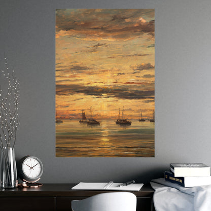 Sunset at Scheveningen - Dutch Maritime Fine Art Poster