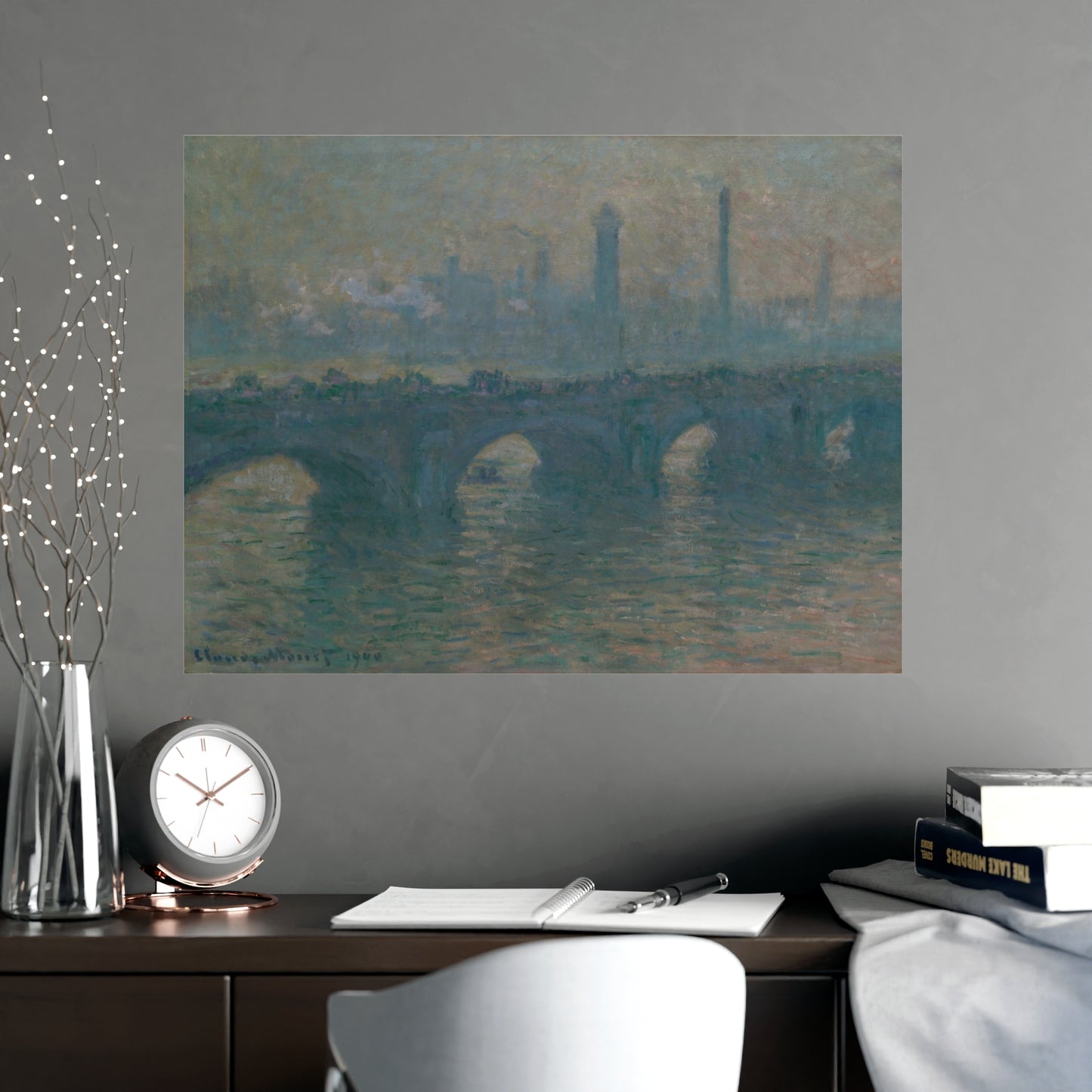 Waterloo Bridge Gray Weather - Monet Fine Art Poster