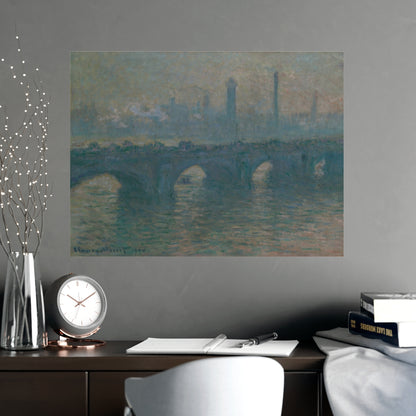 Waterloo Bridge Gray Weather - Monet Fine Art Poster