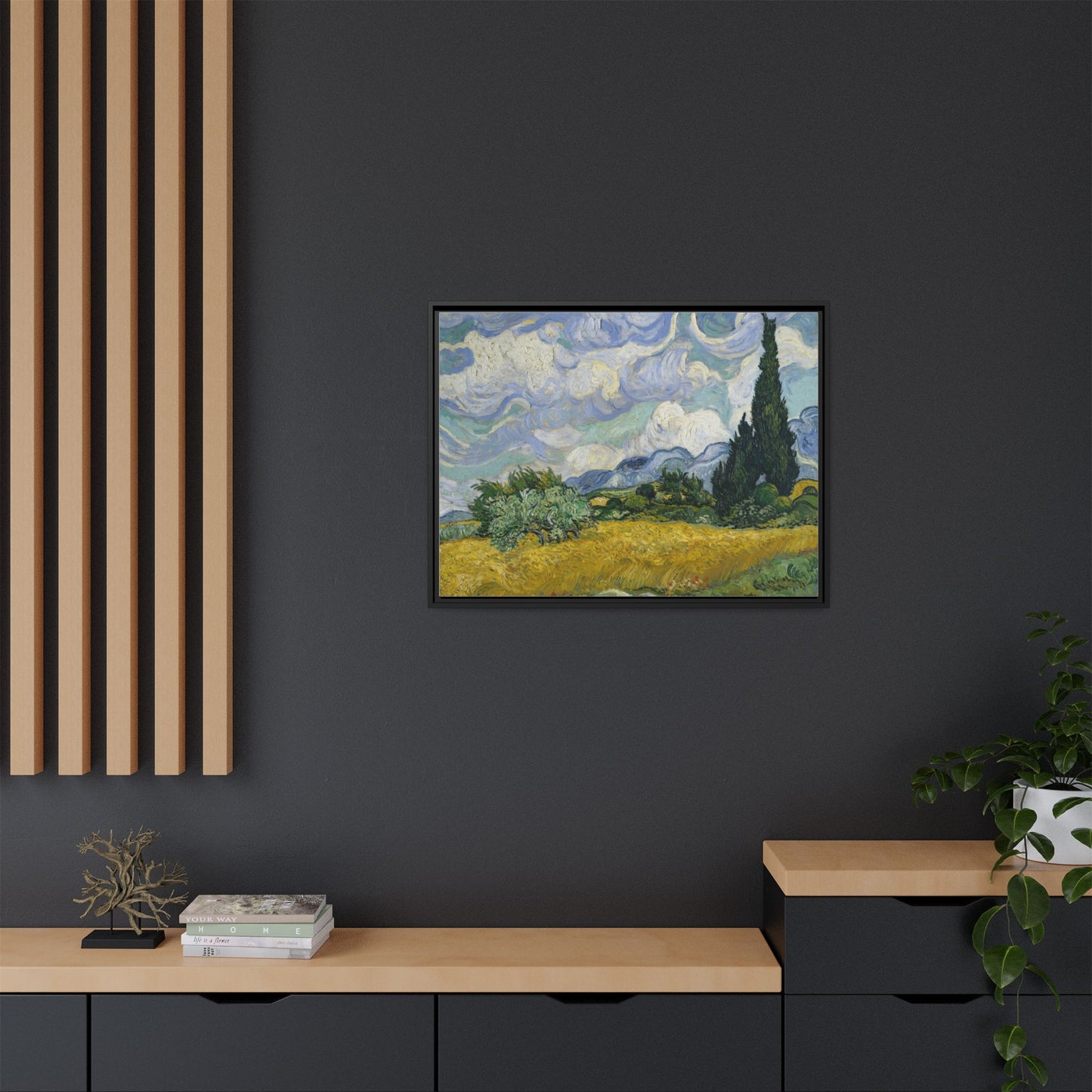 Van Gogh - Wheat Field with Cypresses - Museum Collection - Framed Canvas Print