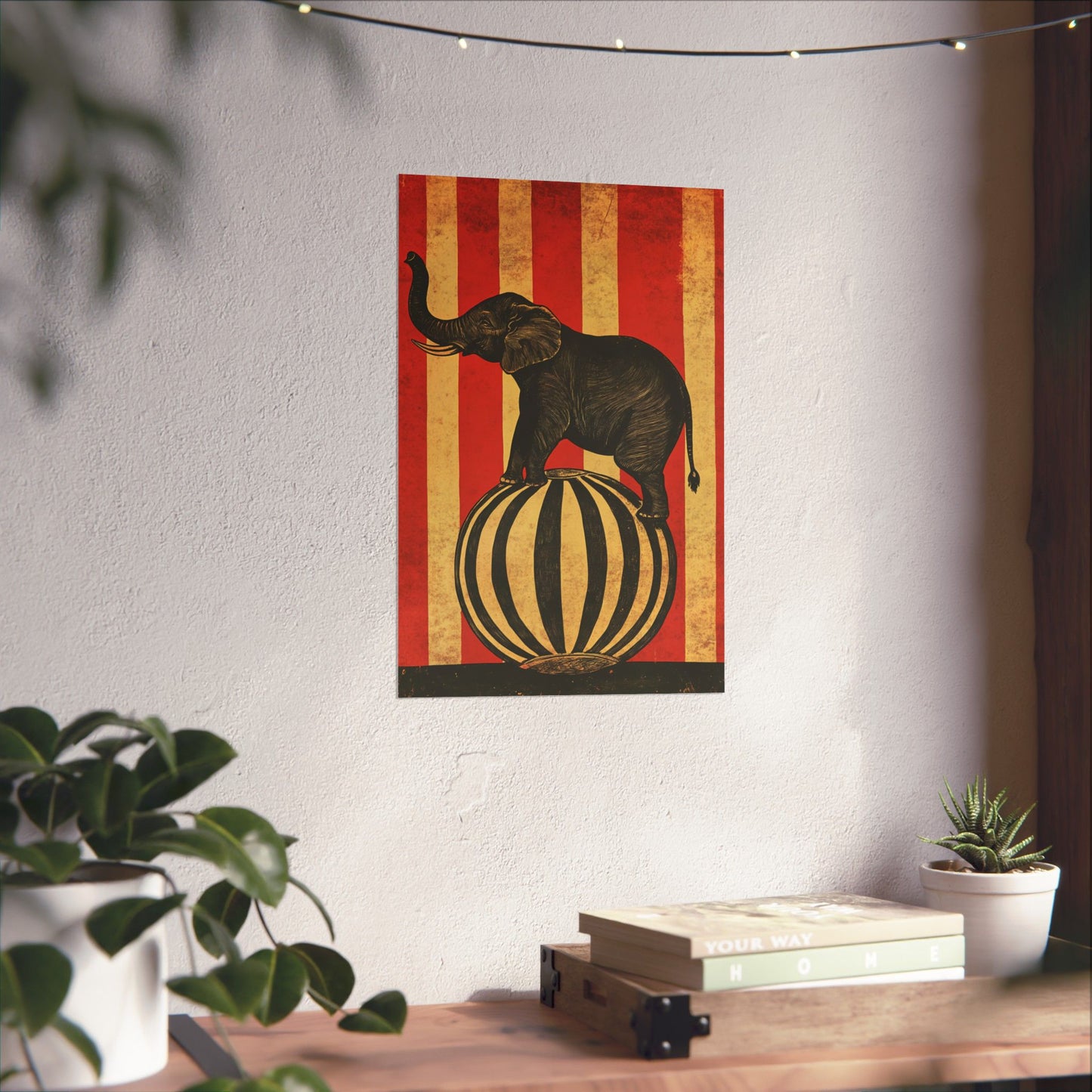 Vintage Circus Elephant Poster - Matte Fine Art Print - Wall Art for Bedroom or Nursery