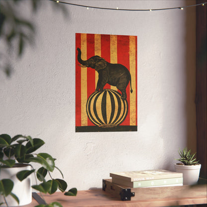 Vintage Circus Elephant Poster - Matte Fine Art Print - Wall Art for Bedroom or Nursery