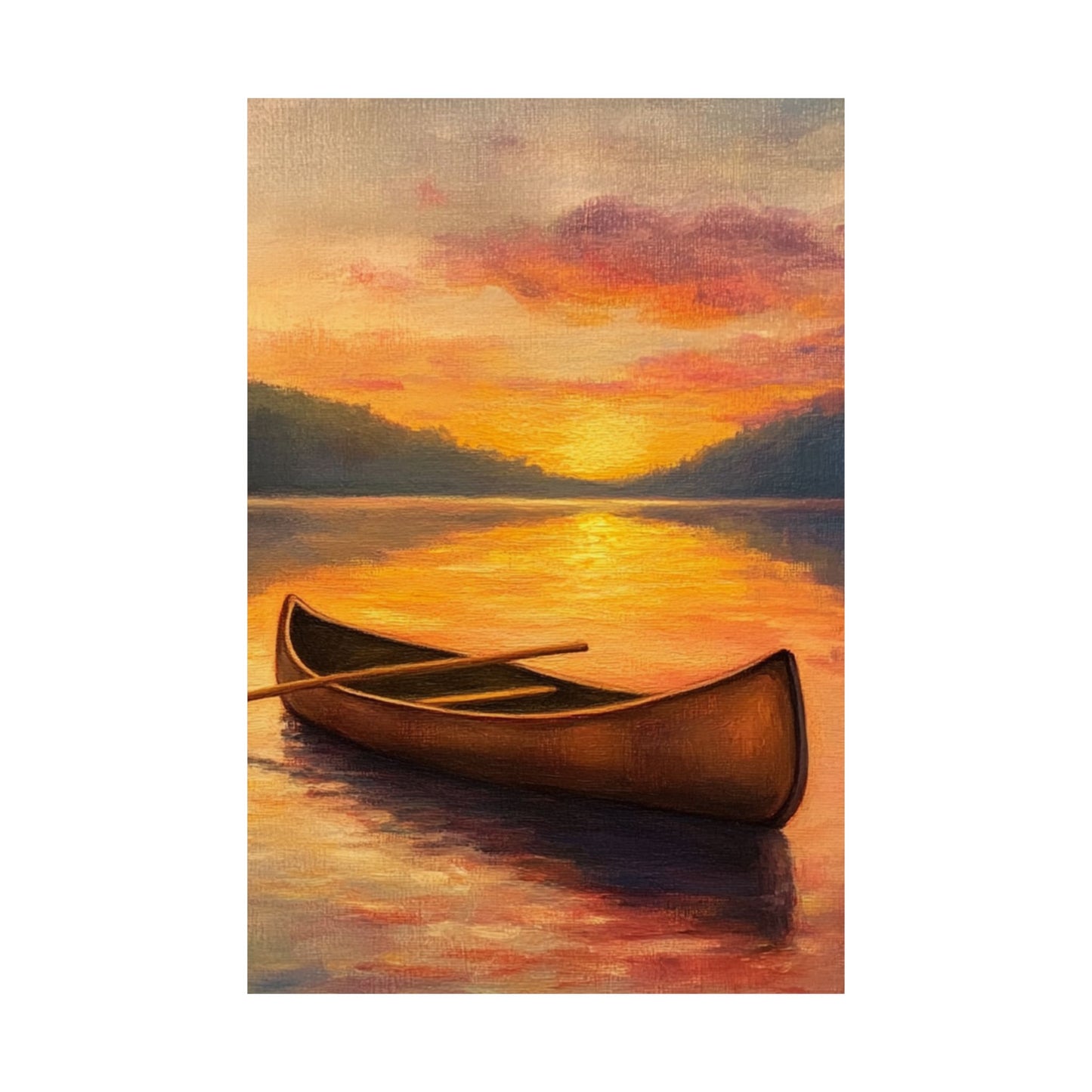 Summer Sunset Canoe on Lake Fine Art Print