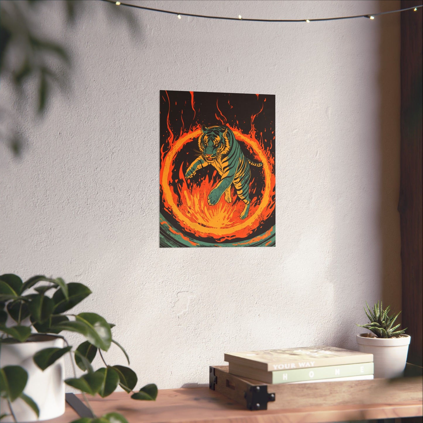 Unleashed - Tiger Jumping Through A Ring of Flames - Matte Vertical Poster - Eye-Catching Wall Art