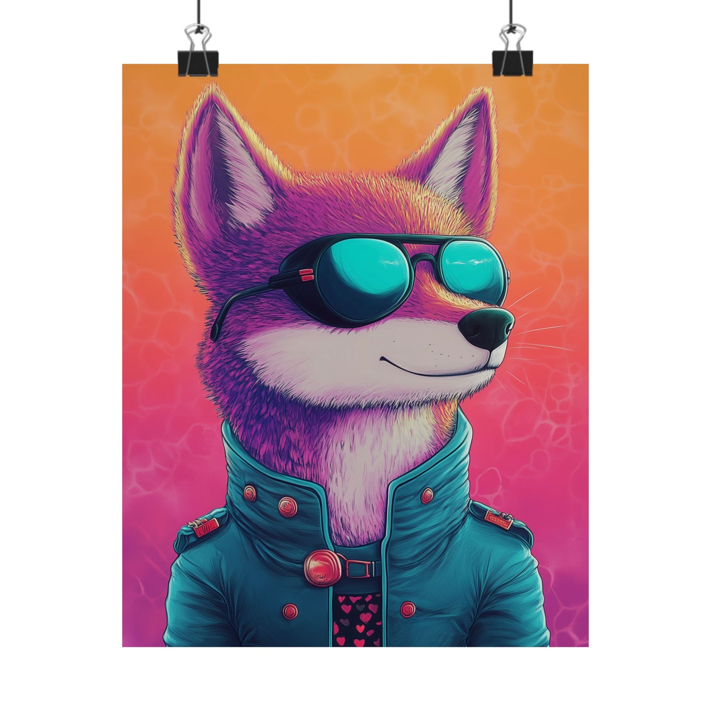 Fetching Fox - Whimsical Animals Art Poster Series - Trendy Wall Art - Vibrant Art Prints - Funny Animal Portrait Style Posters