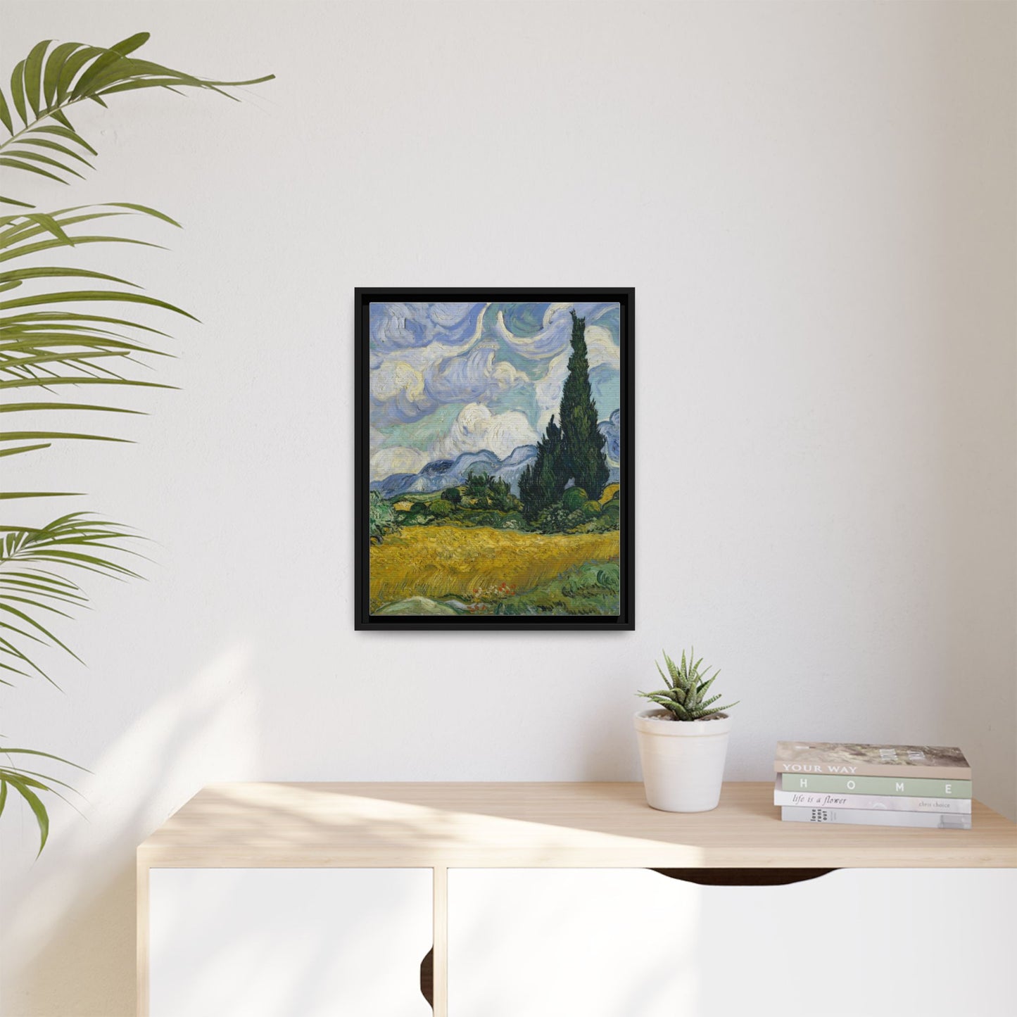Van Gogh - Wheat Field with Cypresses - Museum Collection - Framed Canvas Print