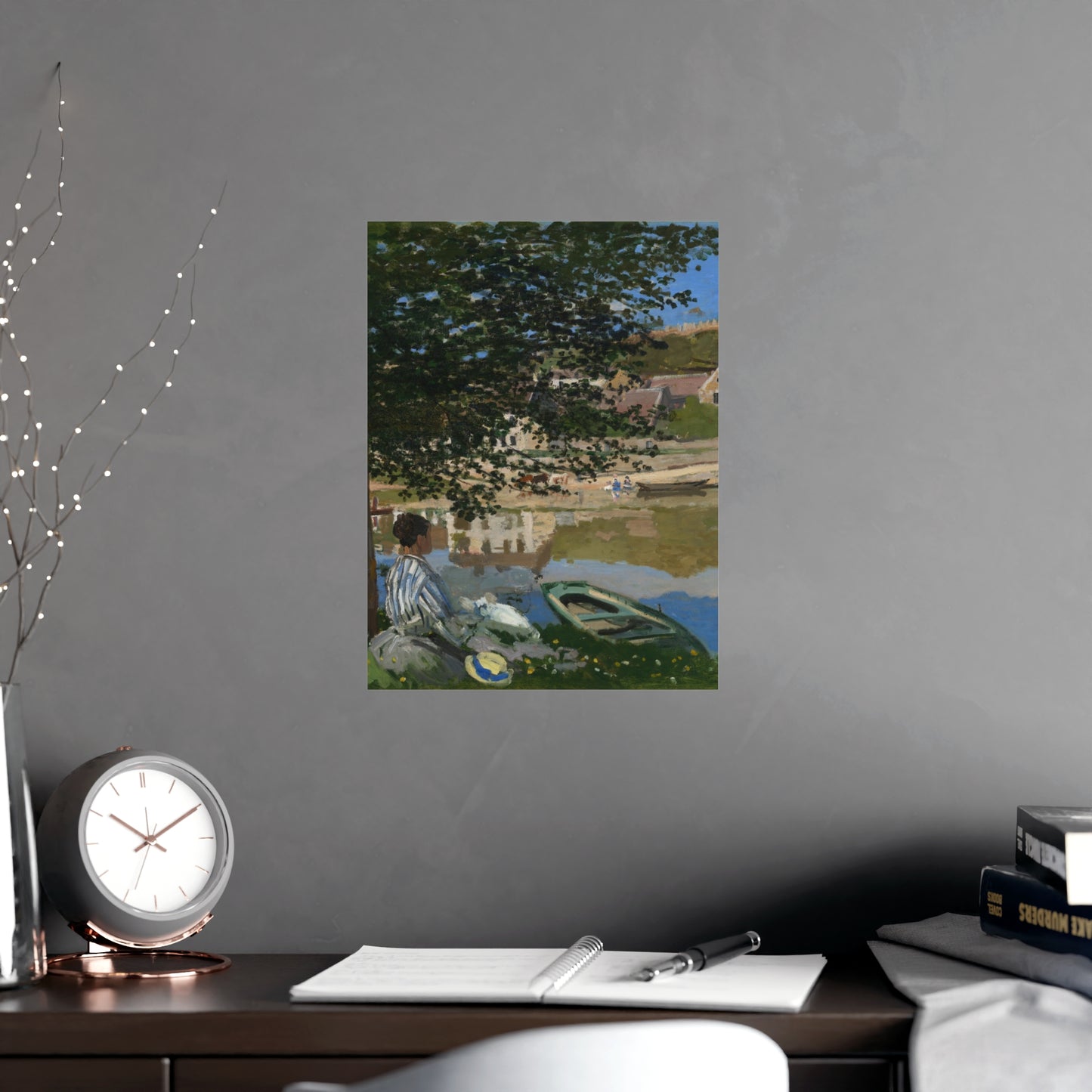 On the Bank of the Seine at Bennecourt - Monet Fine Art Poster
