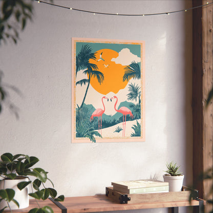Welcome to Miami - Tropical Flamingo Poster - Boho Wall Art - Bohemian Art Prints - Home Décor