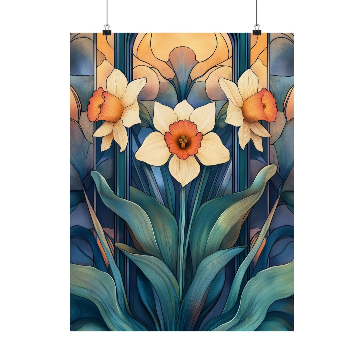 Elegant Daffodil Floral Fine Art Print - Matte Vertical Poster - Daffodil Art Print for Home Décor