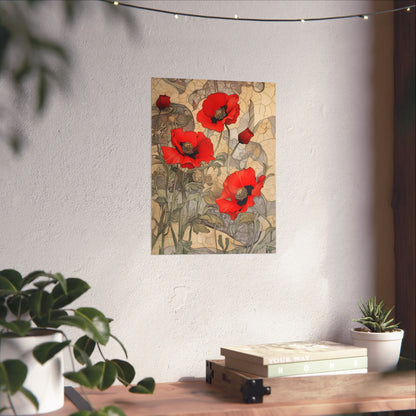 Pretty Poppy Fine Art Print - Floral Matte Vertical Poster – Artwork for Home Décor