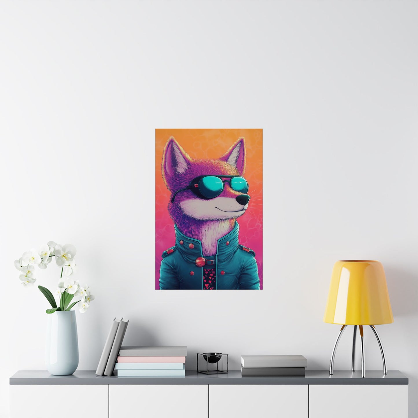 Fetching Fox - Whimsical Animals Art Poster Series - Trendy Wall Art - Vibrant Art Prints - Funny Animal Portrait Style Posters