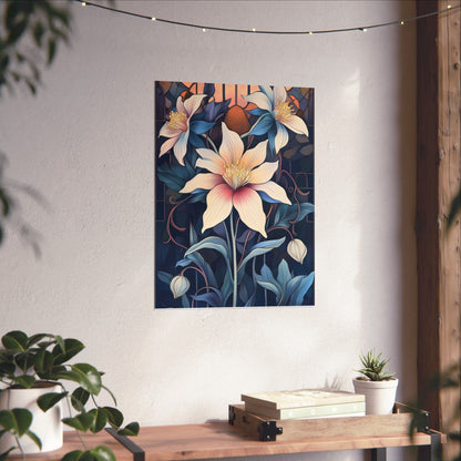 Sunlit Blossoms Fine Art Print - Floral Matte Vertical Posters - Elegant Home Décor