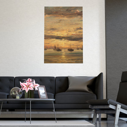 Sunset at Scheveningen - Dutch Maritime Fine Art Poster