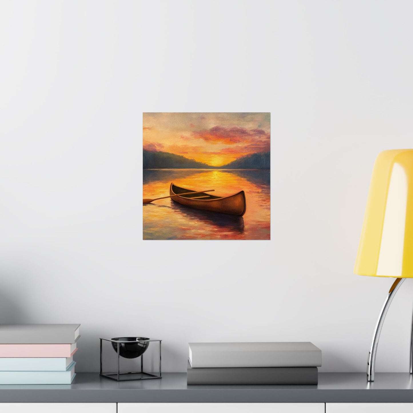Summer Sunset Canoe on Lake Fine Art Print