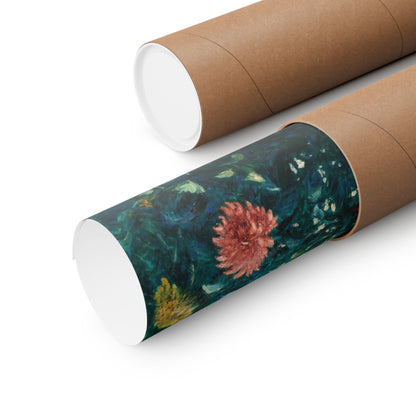 Dahlias Vintage Botanical Fine Art Print