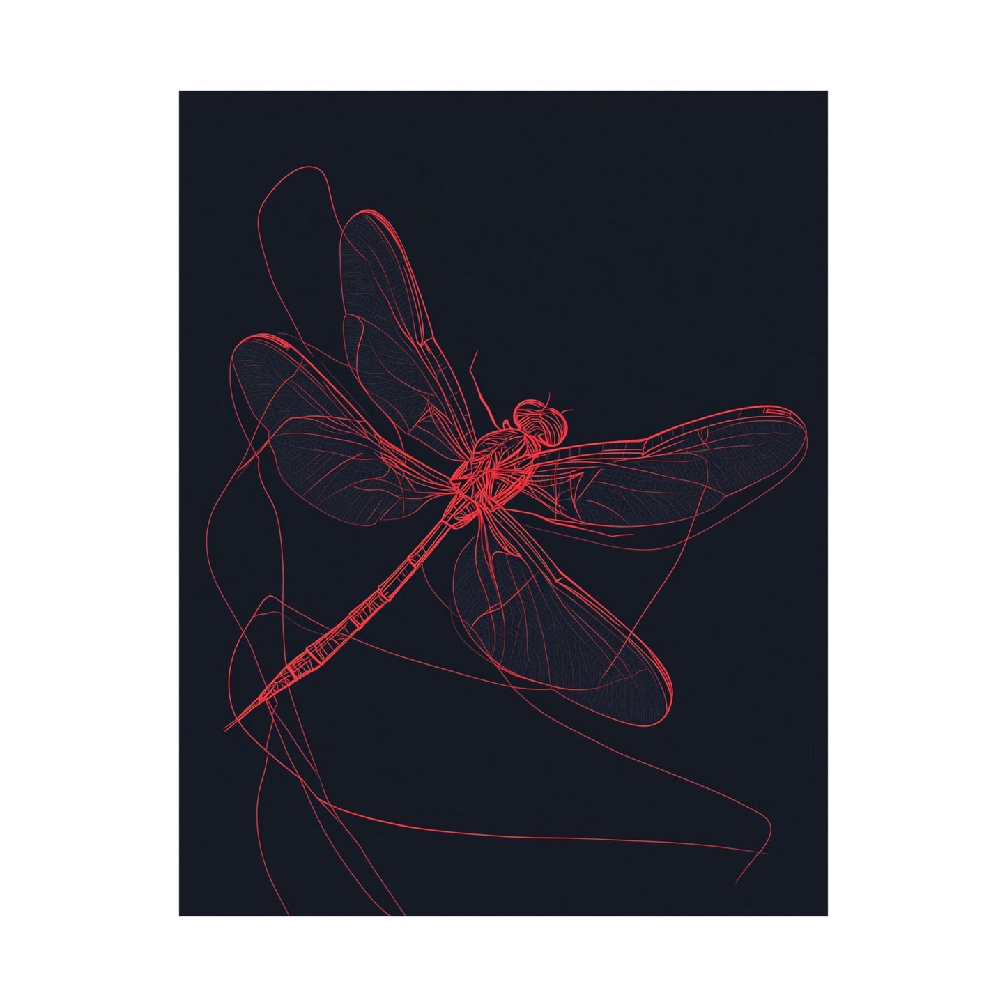 Red Dragonfly Fine Art Print -  Matte Poster – Modern Wall Art for Nature Lovers - Minimalist