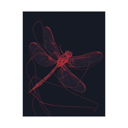 Red Dragonfly Fine Art Print -  Matte Poster – Modern Wall Art for Nature Lovers - Minimalist