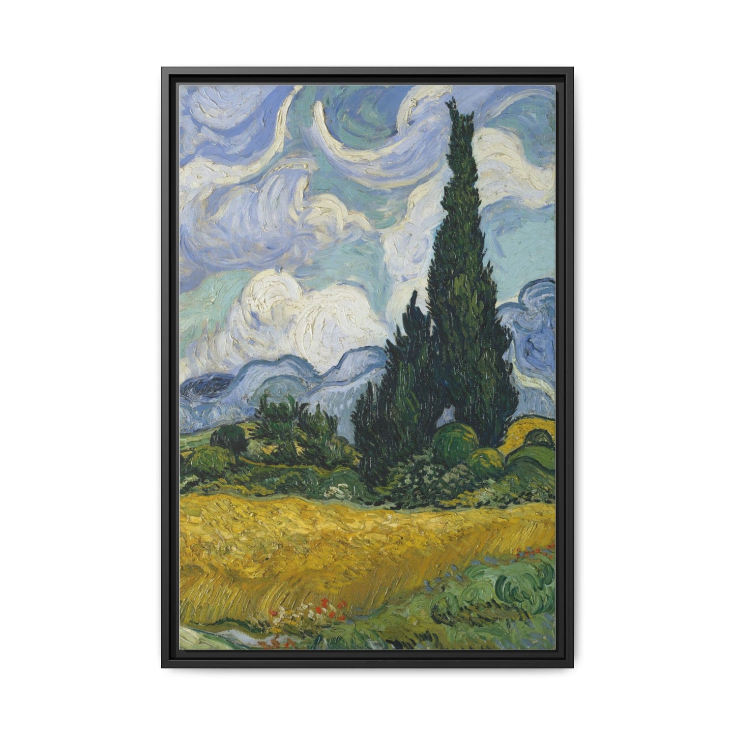 Van Gogh - Wheat Field with Cypresses - Museum Collection - Framed Canvas Print