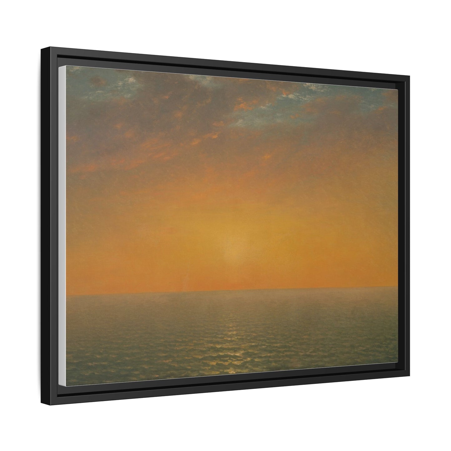 John Frederick Kensett : Sunset on the Sea (1872) - Museum Collection - Framed Canvas Print