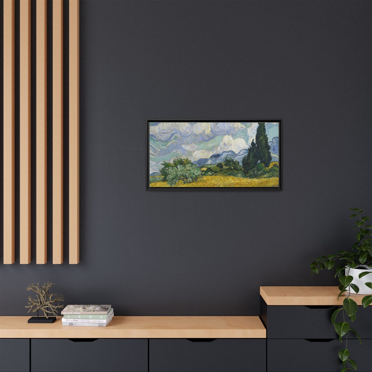 Van Gogh - Wheat Field with Cypresses - Museum Collection - Framed Canvas Print