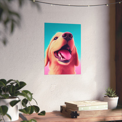 Good Boy - Golden Retriever - Whimsical Animals Series - Matte Vertical Poster - Perfect for Dog Lovers