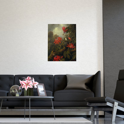 Hummingbird in Lush Tropical Landscape - Museum Collection - Fine Art Poster