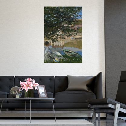 On the Bank of the Seine at Bennecourt - Monet Fine Art Poster