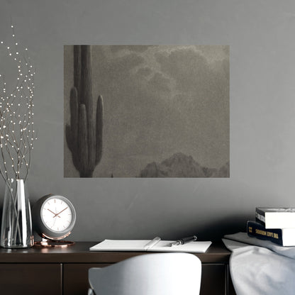 New Moon and Evening Star over Cactus- Celestial Fine Art Poster