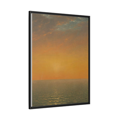 John Frederick Kensett : Sunset on the Sea (1872) - Museum Collection - Framed Canvas Print
