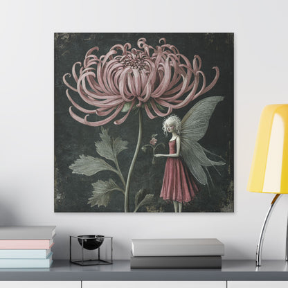 Only Chrysanthemum Will Do - Fairies & Flowers Wall Art Collection on Canvas
