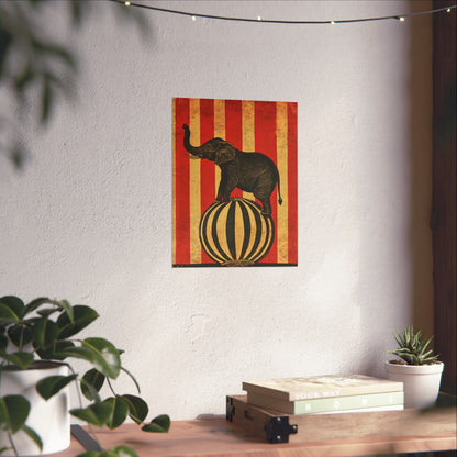 Vintage Circus Elephant Poster - Matte Fine Art Print - Wall Art for Bedroom or Nursery