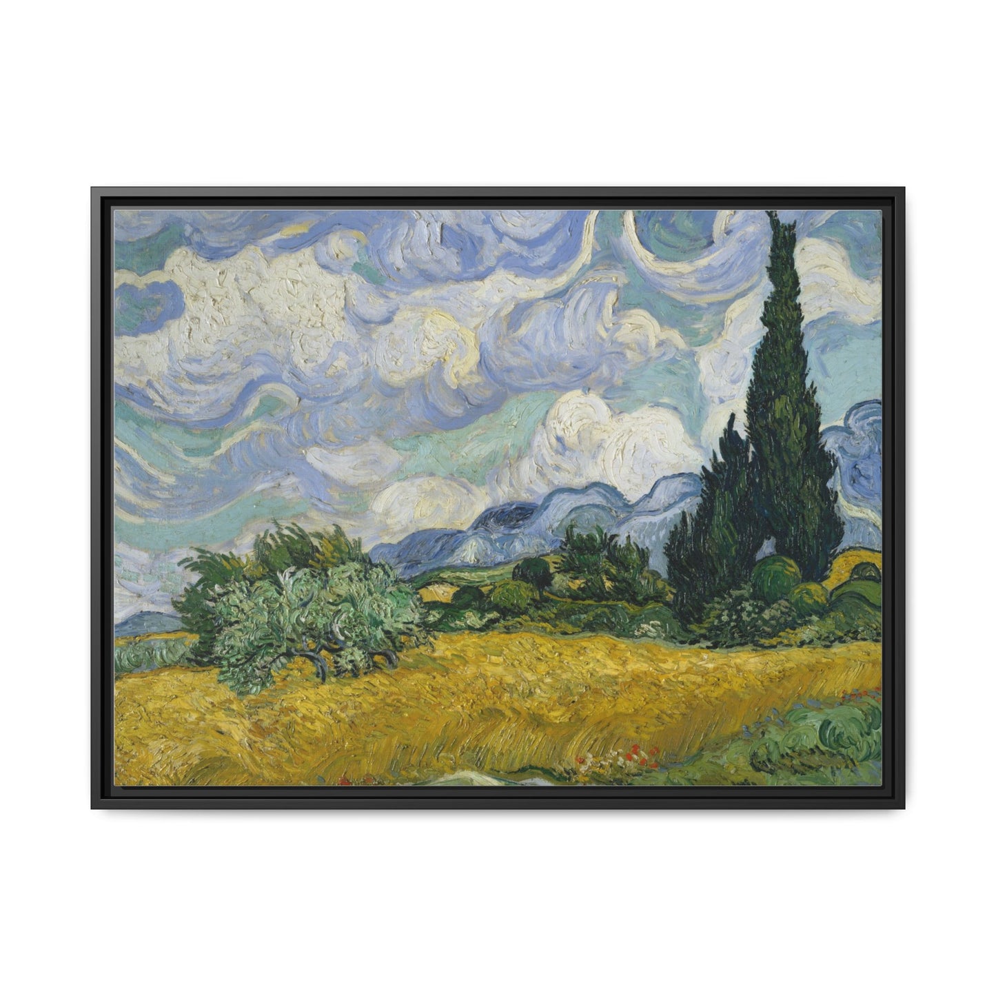 Van Gogh - Wheat Field with Cypresses - Museum Collection - Framed Canvas Print