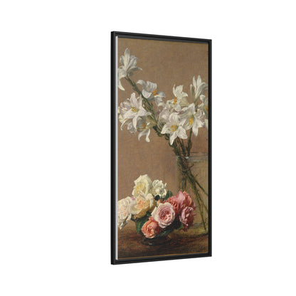 Henri Fantin-Latour : Roses and Lilies (1888) - Giclee Fine Art Print - Museum Collection Framed Canvas Print