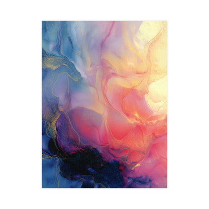 Muse (Style A) - Modern Abstract Fluid Art - Blue/Pink with Gold Highlights - Giclee Fine Art Print