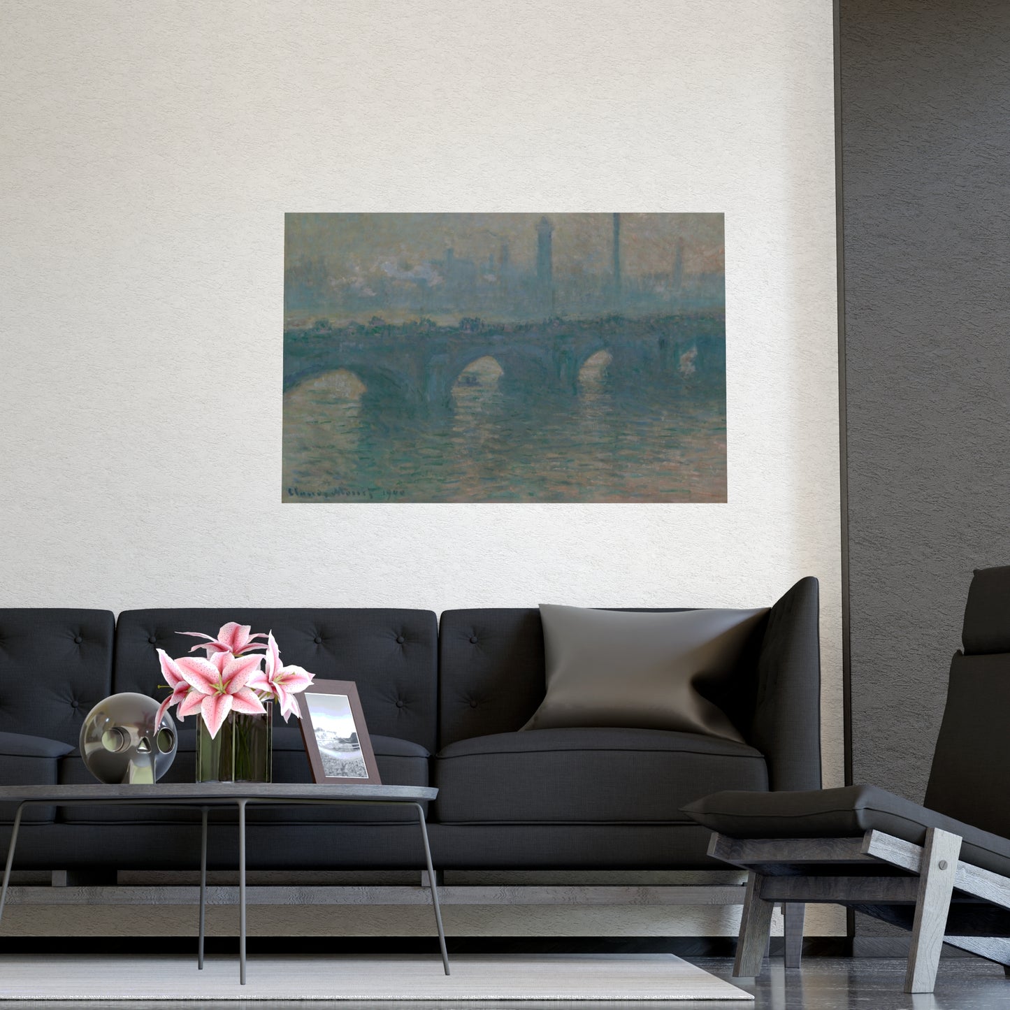 Waterloo Bridge Gray Weather - Monet Fine Art Poster