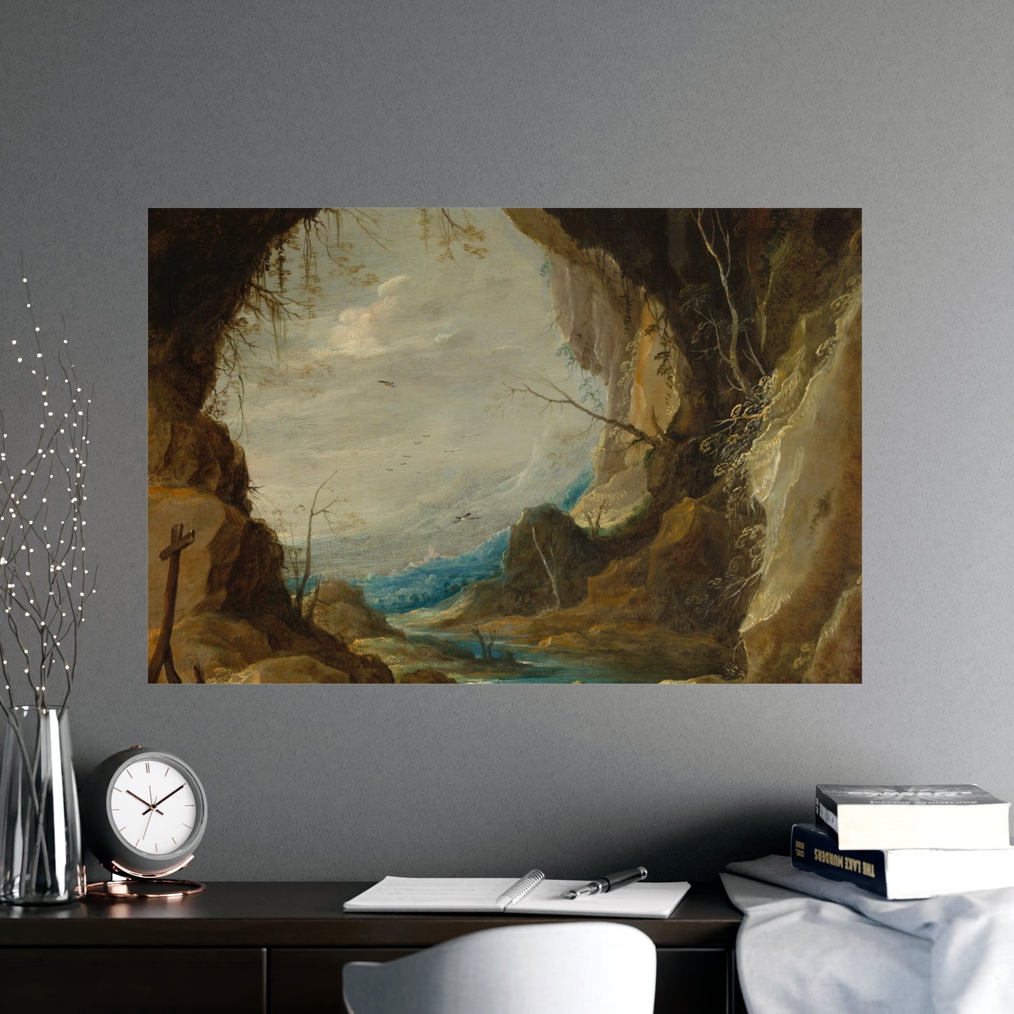 Vista from a Grotto - Romantic Cave Landscape Fine Art Poster