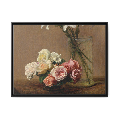 Henri Fantin-Latour : Roses and Lilies (1888) - Giclee Fine Art Print - Museum Collection Framed Canvas Print