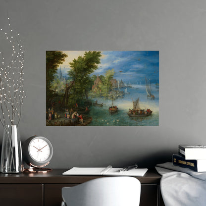 River Landscape Scene - Dutch Golden Age - Vintage Fine Art Print