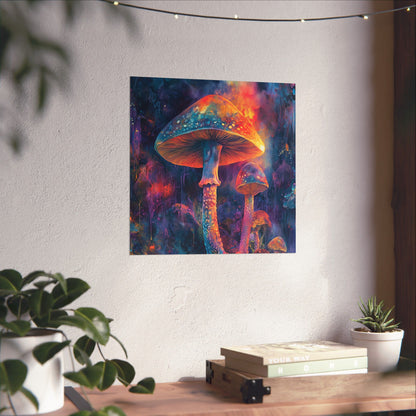 Trippy Mushrooms Poster - Psychedelic Wall Art - Vibrant Fine Art Print - Bedroom Posters - Home Décor
