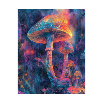 Trippy Mushrooms Poster - Psychedelic Wall Art - Vibrant Fine Art Print - Bedroom Posters - Home Décor