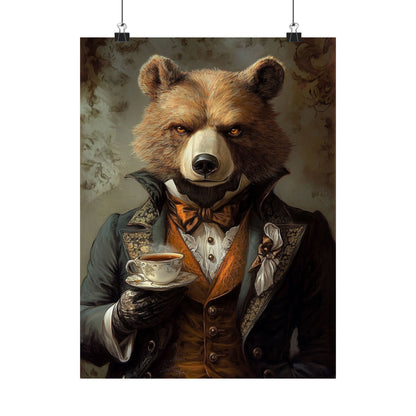 Well, Excuse Me - The Gentleman - Bear Portrait - Whimsical Animals - Poster - Unique Wall Art