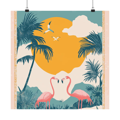 Welcome to Miami - Tropical Flamingo Poster - Boho Wall Art - Bohemian Art Prints - Home Décor