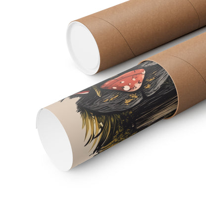 Whimsical Snail Mushroom House - Vertical Botanical Poster - Perfect for Dorm Room or Bedroom Wall Art