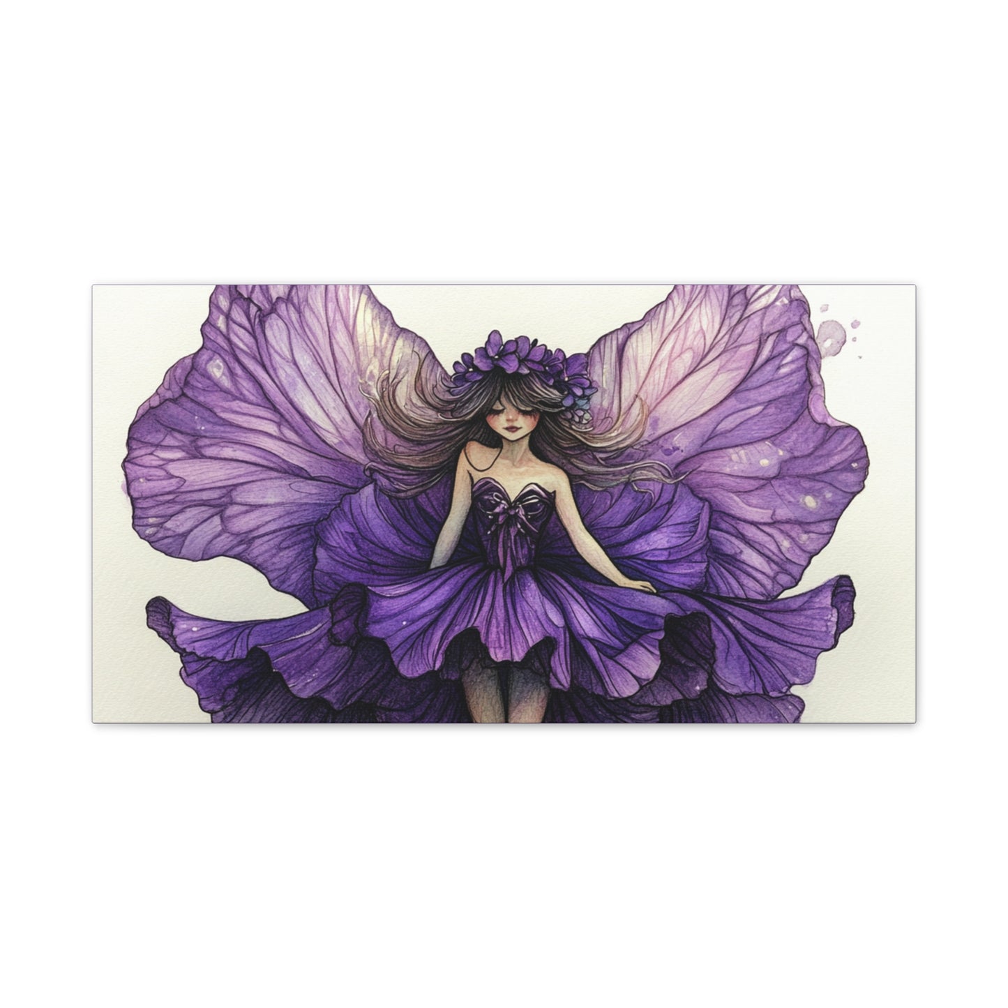 A Violet Affair - Fairies & Flowers Collection - Wall Art - on Canvas