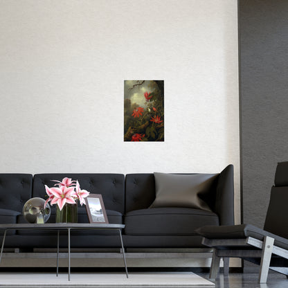 Hummingbird in Lush Tropical Landscape - Museum Collection - Fine Art Poster