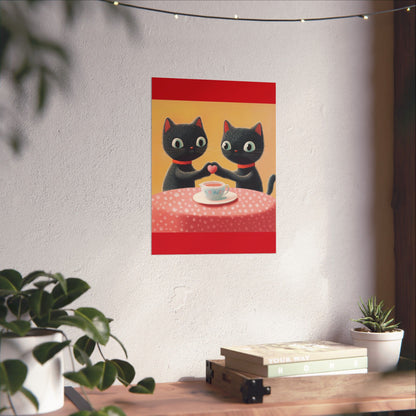 Cat Café - Loving Life - Matte Vertical Posters - Perfect Wall Art for Cat Lovers